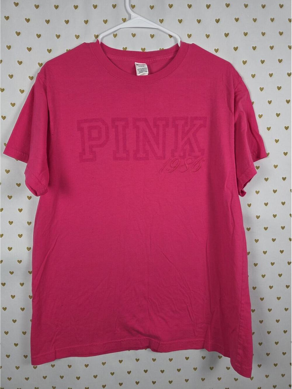 Victorias Secret PINK Logo Tee shirt 86 MEDIUM Campus Short Sleeve